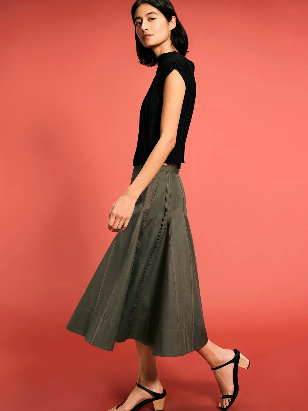 3.1 Phillip Lim Olive Green Midi Skirt - Picture 3 of 12